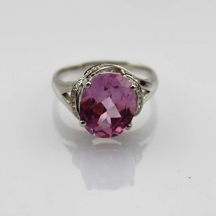 Women Fashion Oval Blue Topaz Cubic Zirconia 925 Silver Ring (F47-F53)