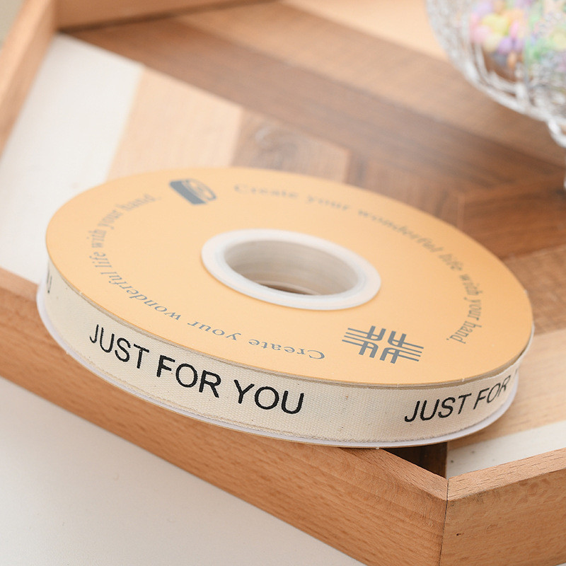 13mm Logo Cotton Ribbon Literary Fresh Flower Bouquet Cake Decoration Gift Box Ribbon DIY Material Packaging Ribbon