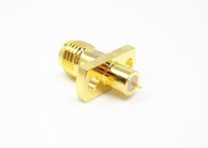 Wholesale Gold Plated Brass 2 Holes Flange Mount Straight RF Coaxial Jack Microstrip Connector from china suppliers
