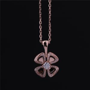 Wholesale Italy Fiorever Necklace 18K Rose Gold Pendant set with a central diamond and pavé diamonds REF 356223 from china suppliers