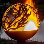 31 Inch Corten Steel Fire Pits Garden Decor Metal Sphere Fire Pit ISO