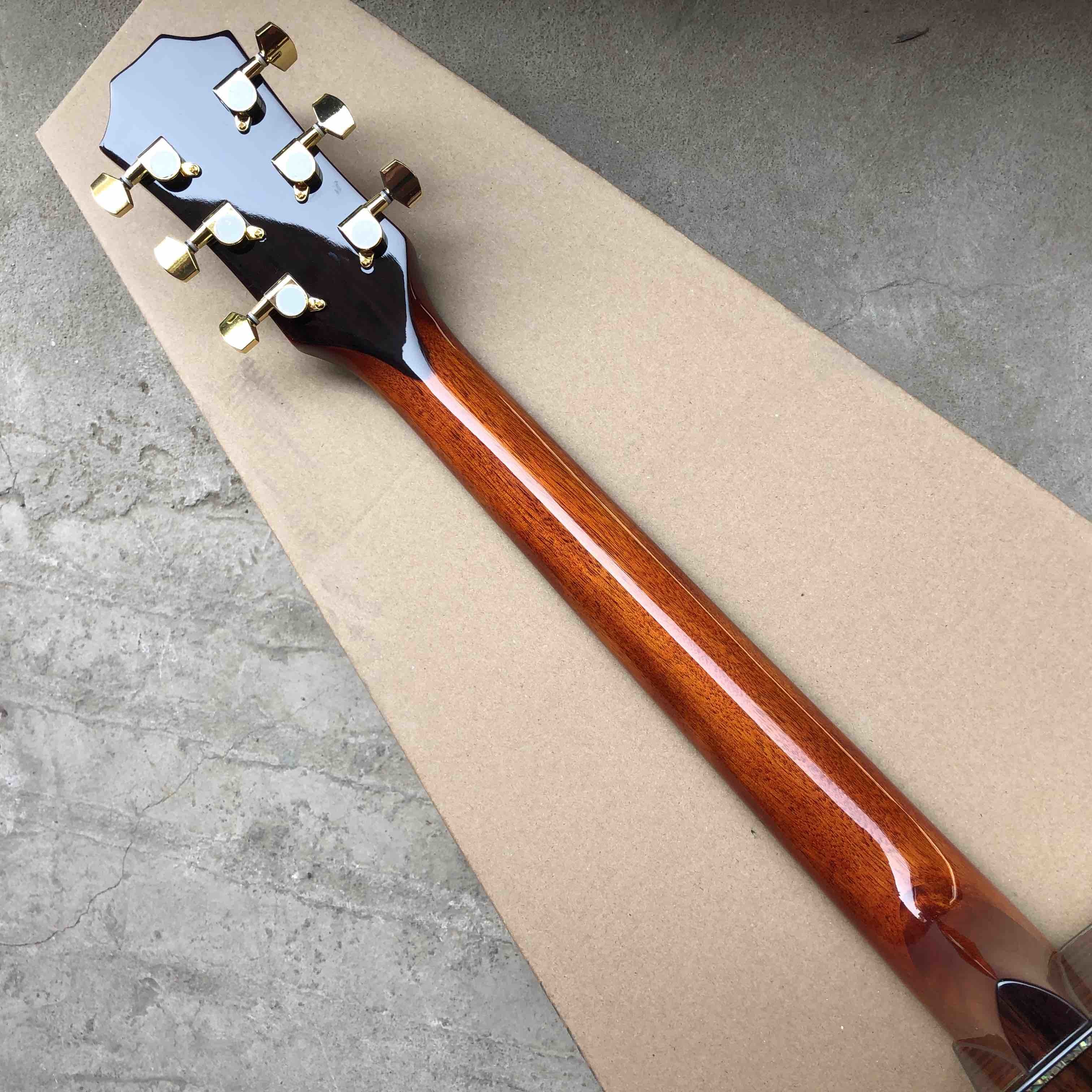 Custom 41"Acoustic Guitar Arm Rest Abalone Ebony Fingerboard Matte Finish Solid Spruce Top Electric Acoustic Guitar