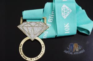 Wholesale 85mm Diamond Custom Race Medals Antique Gold Plating With Glitter Color from china suppliers