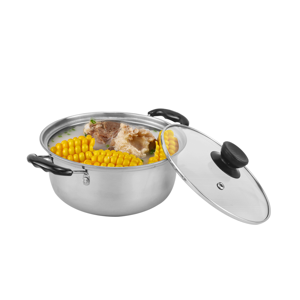 8pcs Kitchen Cookware Set Stainless Steel Material With Clear Glass Lid