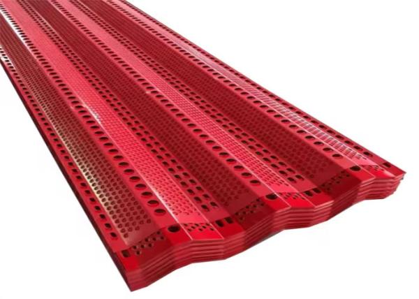 Red Perforated Windbreak Fence Panels Outdoor Polyester Fiber Filling Electrosta