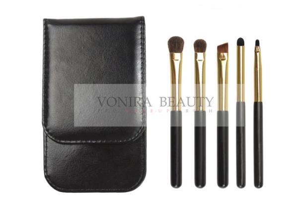 Basic Gift 5pcs Eye Makeup Brush Gift Set With Black PU Leather Makeup Brush
