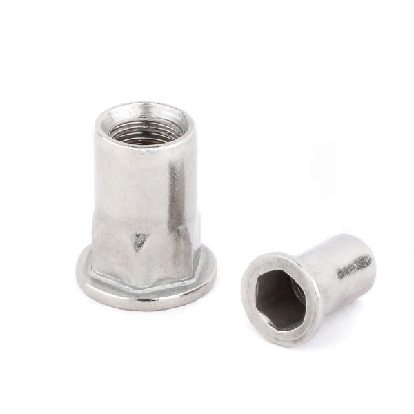 Flat Head Inner Hex Body Rivet Nut Stainless Steel Rivnuts Hexagonal Design