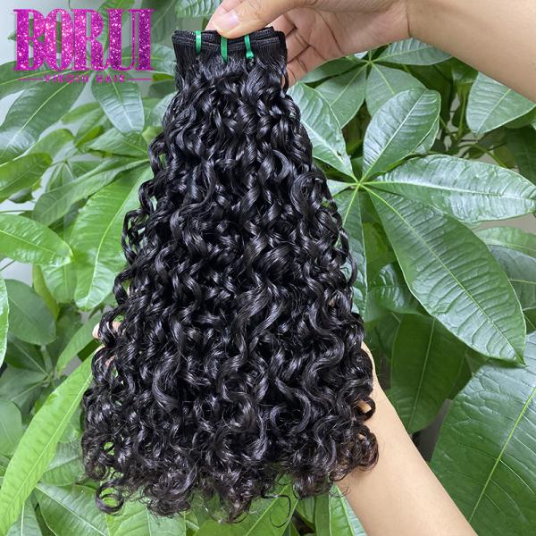 Super Double Drawn Human Hair Funmi Pixie Curl Hair Bundles Water Wave Natural