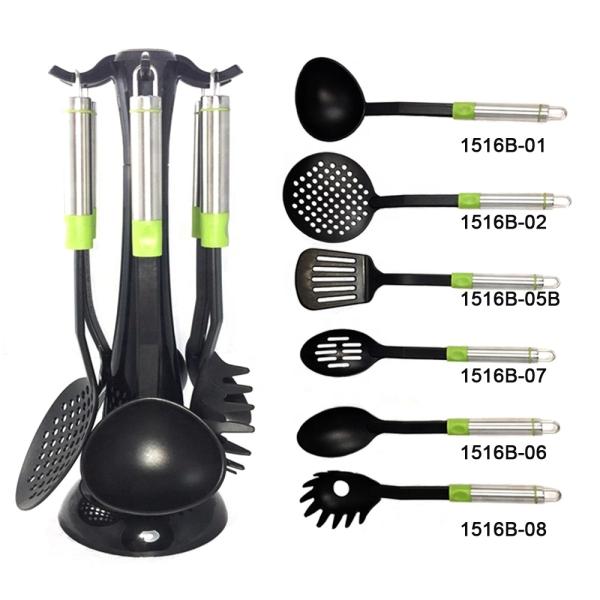 Logo Printed Kitchen Tools Set 7 Pieces Heat Resistant Utensils for Versatile Cooking