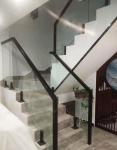 Sanding Metal Frame Handrail Glass Balustrade With High Durability Weather