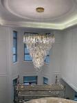Crystal Living Room Lobby Chandeliers Modern Luxury Foyer Round Hanging Light