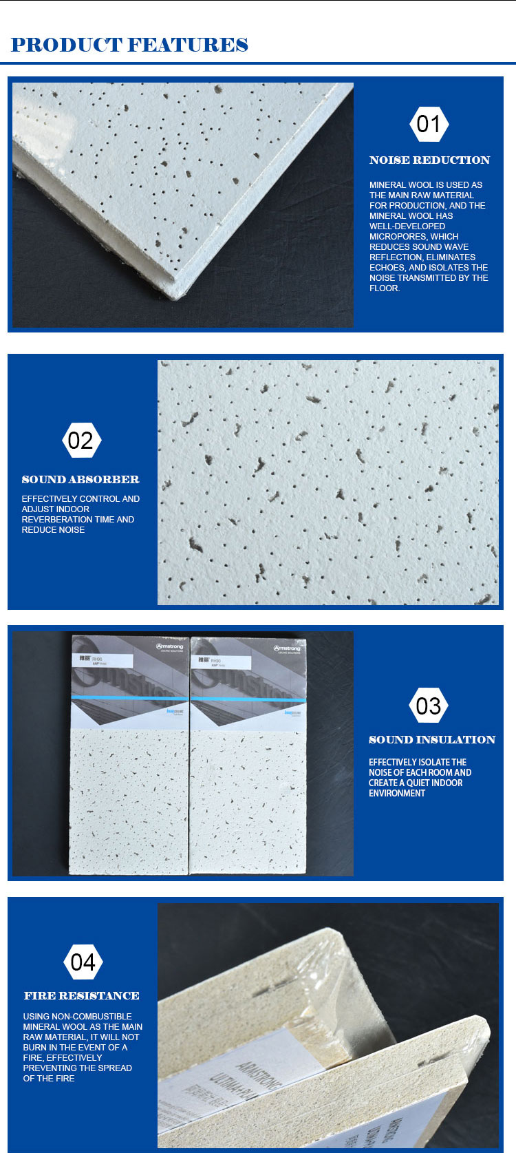 Mineral Fiber Ceiling Tiles 5/5.5/6/7/7.3/7.5/8/9/9.5/10/12/15