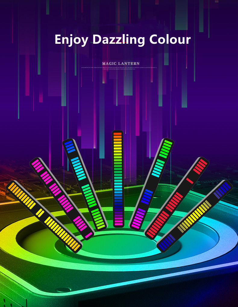 New Arrival Smart Music Pickup Rhythm Light Rechargeable RGB Sound-Activated Ambient lamp With APP control for Car Par