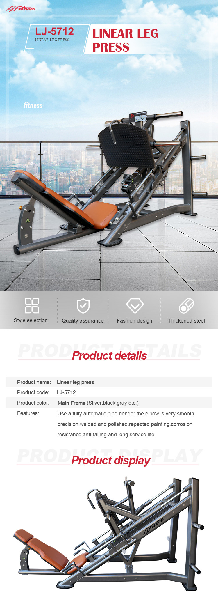 OEM Commercial Grade Gym Equipment Linear Vertical Leg Press Machine