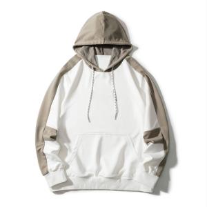 Wholesale 100% Cotton Cool Long Sleeve Sweatshirts Drop Shoulder Color Block Drawstring Hoodie from china suppliers