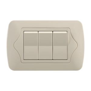 China Electric Wall 3 Gang One Way Switch , Custom 3 Gang Double Switch 118 * 75mm on sale