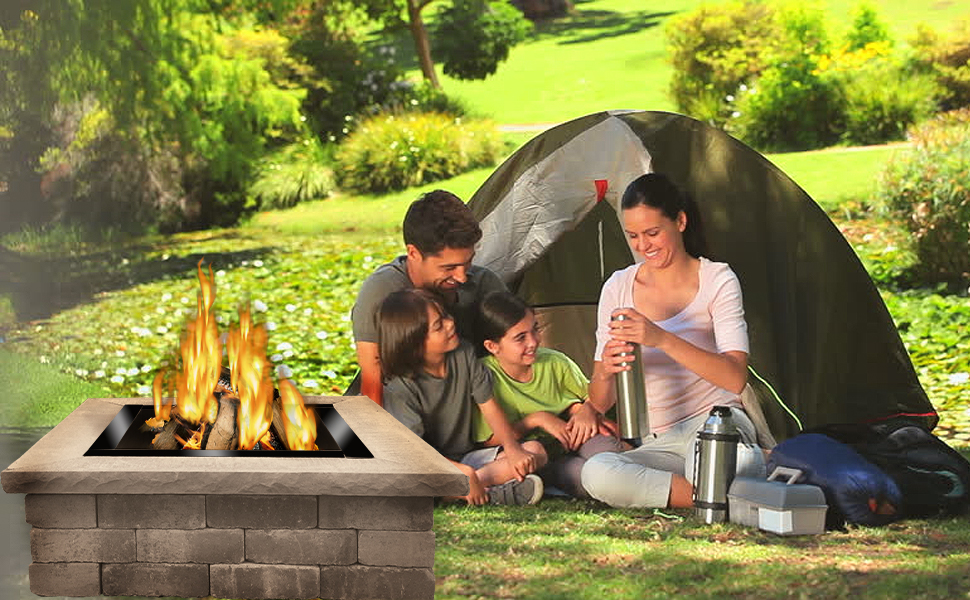 Steel Square Above In-Ground Fire Pit Insert Ring Liner for Solid Steel Square Fire Ring