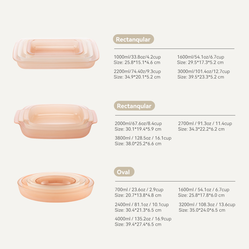 IKOO Private Label Translucent Colored Borosilicate Glass Baking Pan