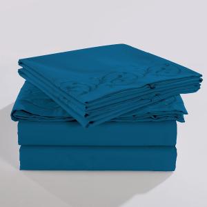 Wholesale NO Filling Elegant and Modern Scroll Flowers Embroidered Sheet Set 4pcs 100% Polyester from china suppliers