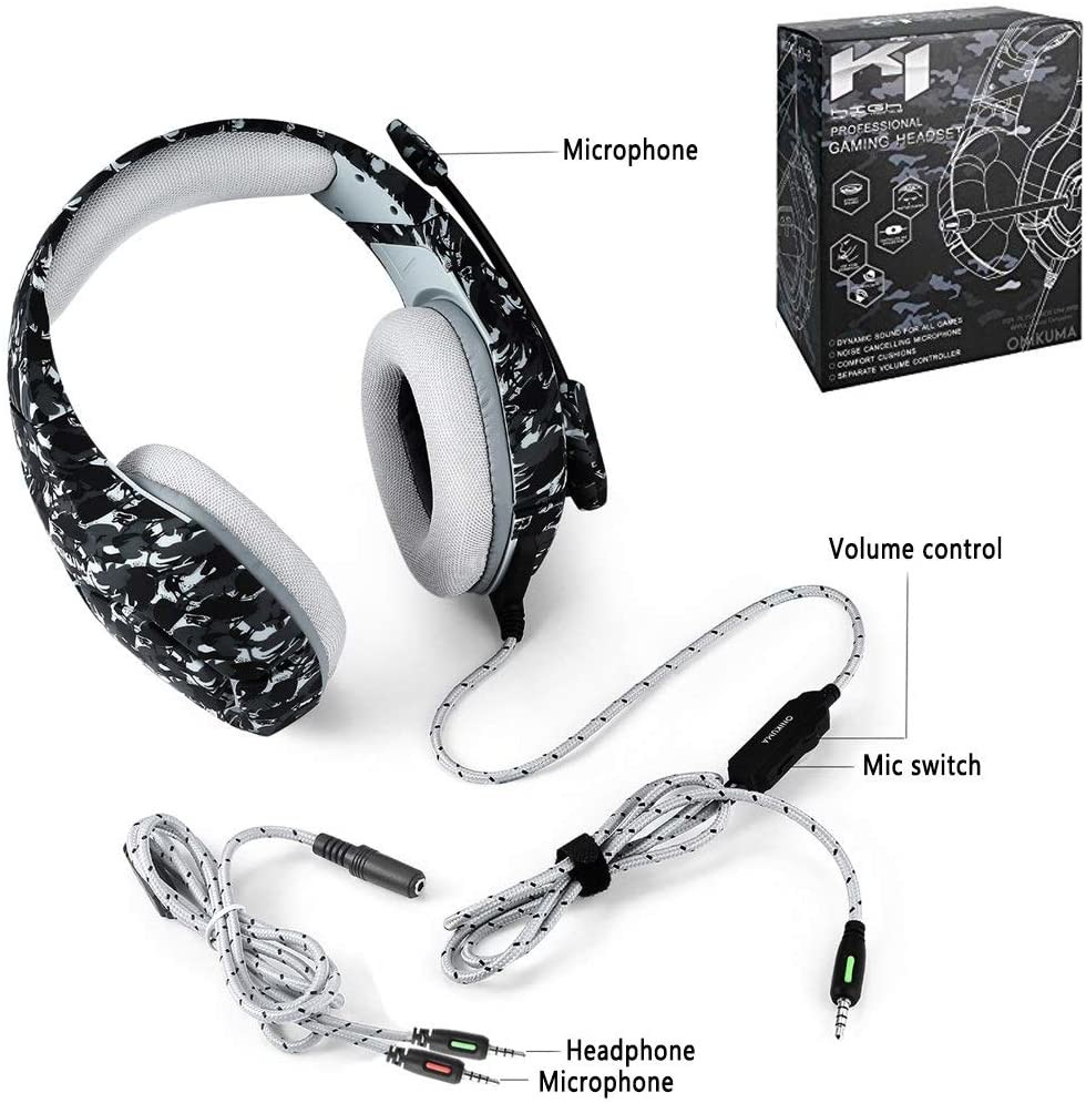 20000Hz Onikuma K1b Camouflage Gaming Headphones