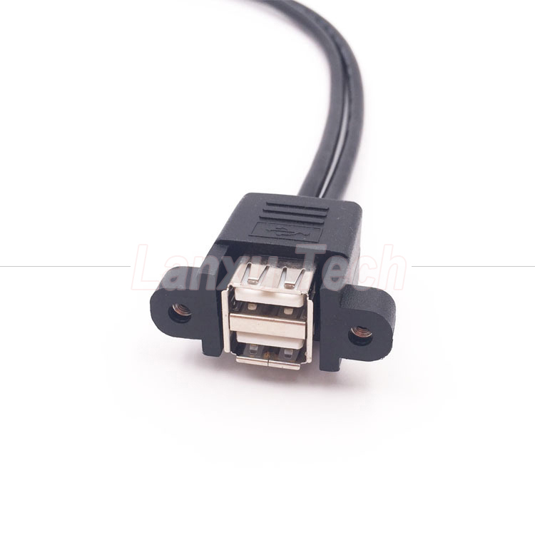 Dual USB Type A 2 Ports Panel Mount USB to Dupont 9 Pin Header Connector Wire Cable