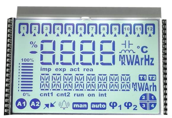 Customized Size Fstn 7 14 Segment Monochrome Lcd Screen Display For 3 phas Smart Energy Meter