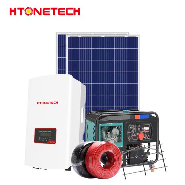 Mono Solar Panel Hybrid PV System 450W 5Kw Diesel Generator Single Phase