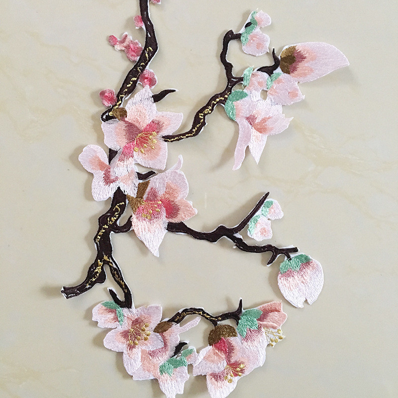 Hot Fix Motif mangnolia Embroidery Lace Flower for Cheongsam
