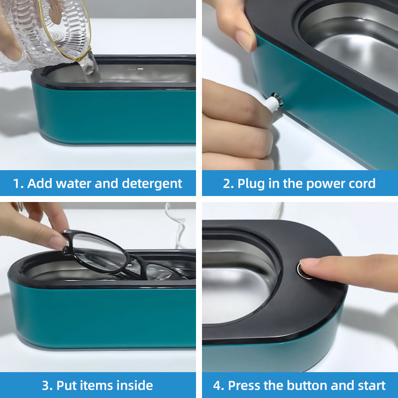 360ml 46khz Mini Ultrasonic Cleaner Jewelry Glasses Portable Ultrasonic Cleaning Machine