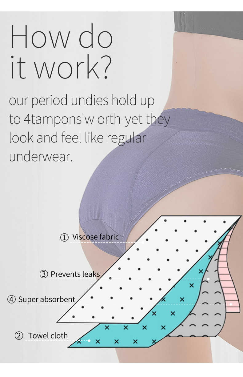 Sexy lace 4 Layers Leak proof Panties Menstrual High Rise for girls