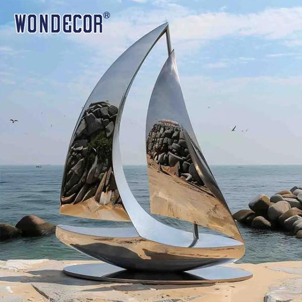 Outdoor Garden Park Large Abstract Forged Metal Sculpture Sailor Stainless Steel