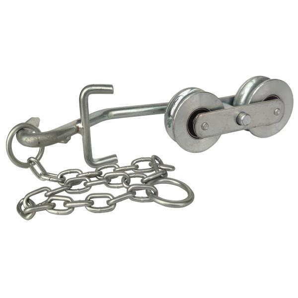 White Zinc Banana Cableway Rollers System With Chain Heavy Duty Ball Bearing D64mm