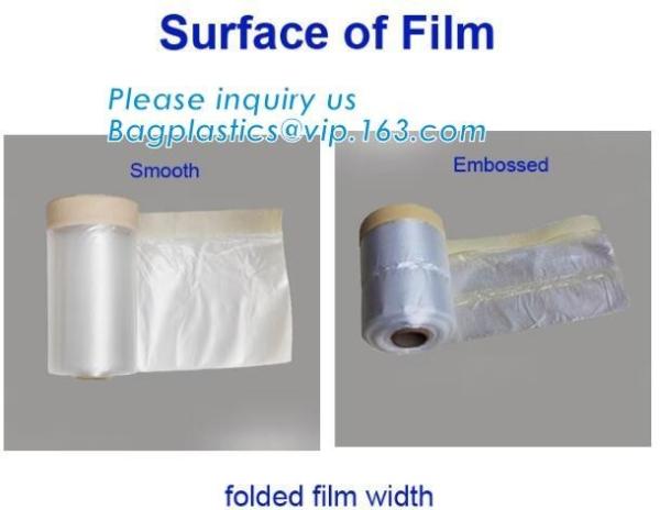 painting painters masking film with bule tape, painting folded pre-taped core