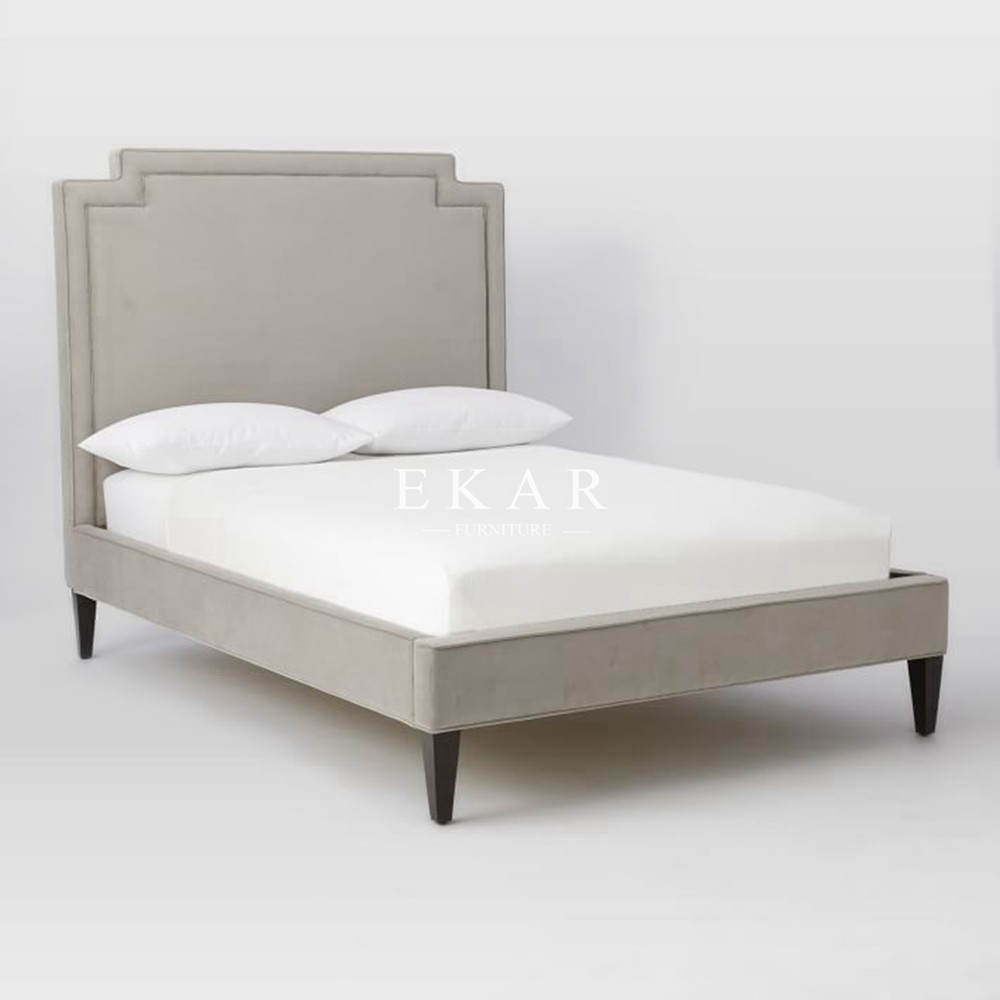 Simple Design Solid Wood Upholstery Headboard Wooden Bed