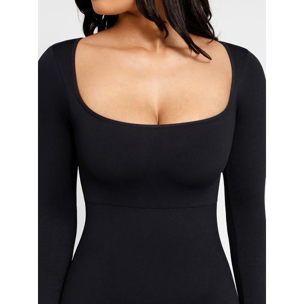 Women's High Elastic One Piece Romper with Tummy Control and Solid Pattern Skinny Fit