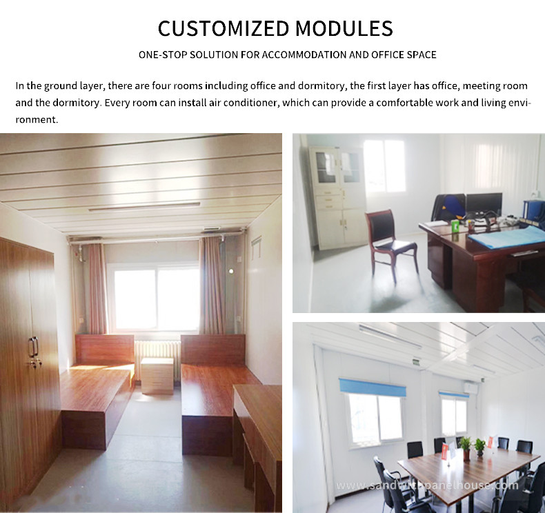 Construction Site Prefab Modular Container Office With Glass Wall