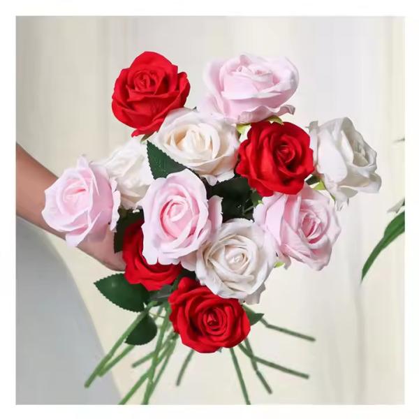 Realistic Single Stem Artificial Flower Rose for Wedding Party Home Centerpiece