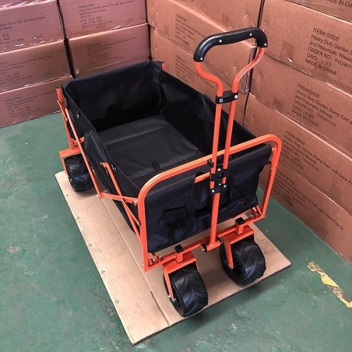Wagon Cart with Wheels Foldable, Folding Wagon Foldable Tailgate, Heavy Duty Portable Utility Cart for Camping, Sport