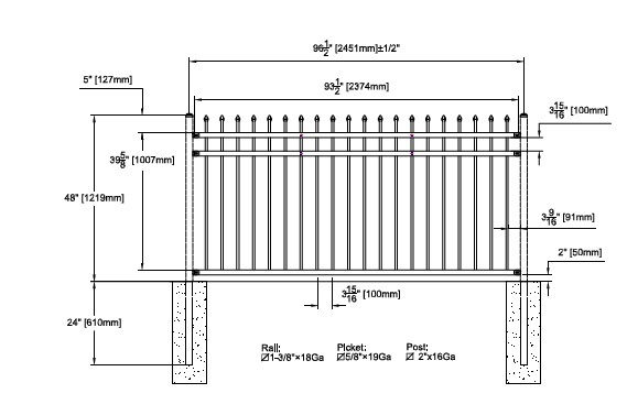 Home Garden tubular pool fencing Aluminum Profile Fence Black steel fence