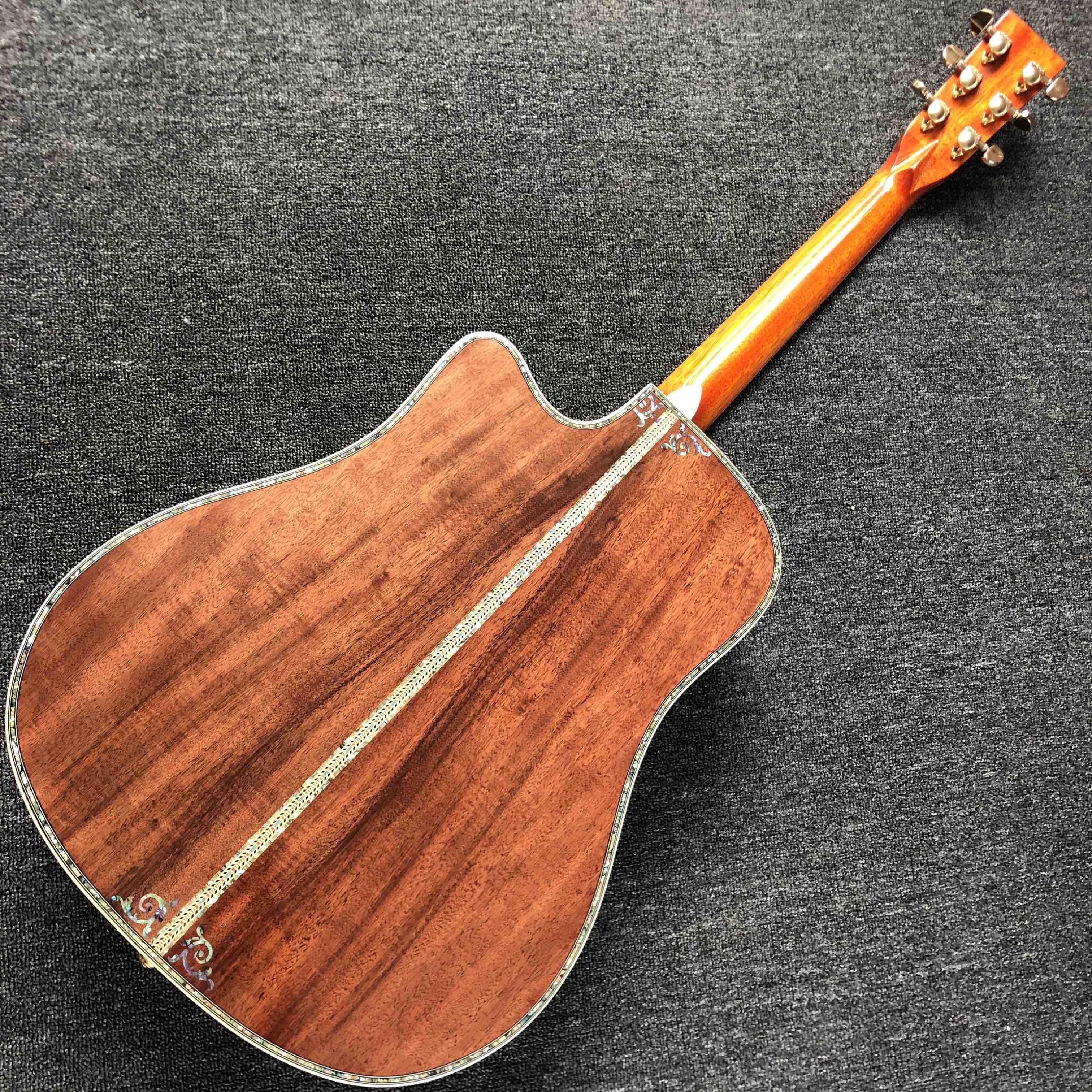 2020 New Handmade Cutaway Deluxe KOA Acoustic guitar solid koa wood with 100% all abalone inlay electric acoustic guitar