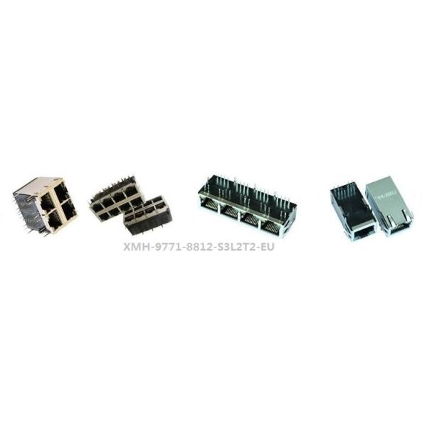 LED Version POE RJ45 Connector Shield Gigabit , XMH-9771-8812-S3L2T2-EU