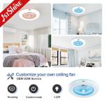 24" 7 ABS Blades Bedroom Ceiling Fan Light AC Motor 3 Color Led
