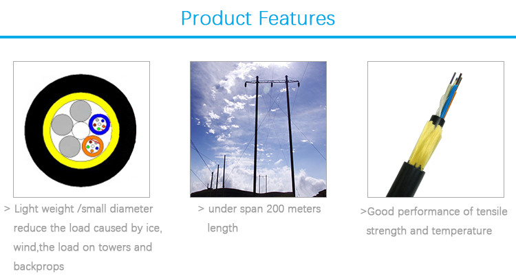 6 Core Single Mode Fiber Optic Cable Outdoor Overhead Aerial Dielectric Adss