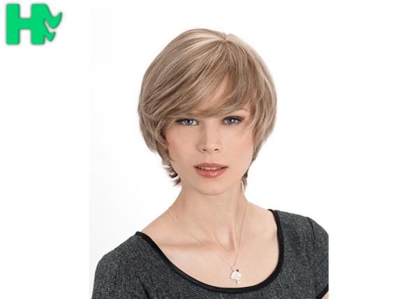 27T613 Highlight Color Short Synthetic Hair Wigs / Fashion Natural Look Hair