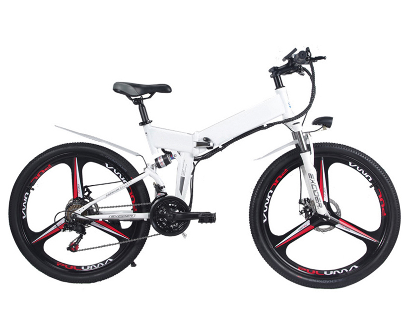 48V 10AH Folding Electric Mountain Bike with 21 Speed Gears and Shimano 3*7 Derailleur