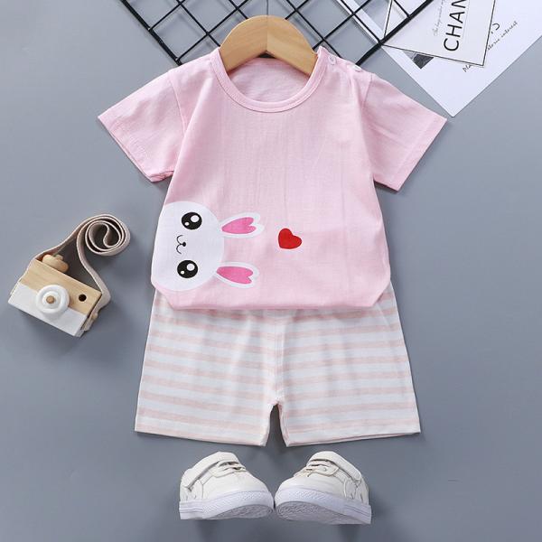 New Summer Shorts Short Sleeve Children's Outfit Sets Cartoon Printing Toddler