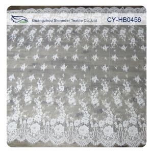 Wholesale Ivory Nylon Floral Chantilly Embroideried Lace Fabric Custom Printed from china suppliers