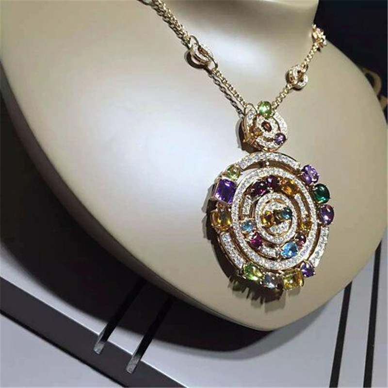 Luxury jewe factory necklace 18k gold white gold yellow gold rose gold gem diamond necklace