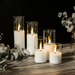 Birthdays Weddings Clear Glass Flameless Pillar Candles With Timer Flickering