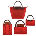 Fashion Foldable Ladies Tote Bags Red Polyester Handbags Promotional